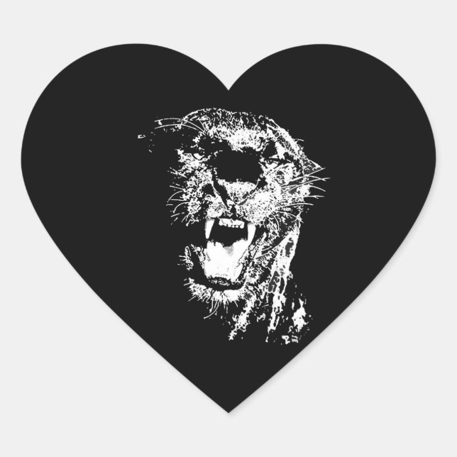 Adesivo Coração Jaguar - Pantera Negra (Frente)