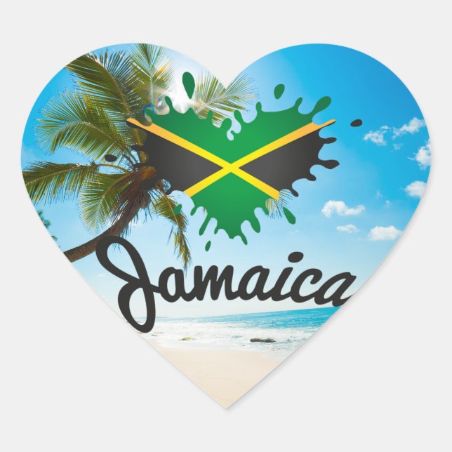Adesivo Coração Jamaica Islândia Love - Proud Jamaicans bordador - (Frente)