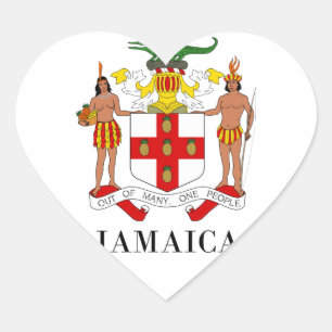 Adesivo Coração JAMAICA - símbolo/brasão/bandeira/cores/emblema