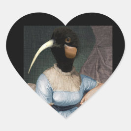 Adesivo Coração Jane Austen com cabeça de pássaro