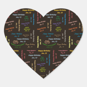 Adesivo Coração Janeiro, 12 Birthday Sticker