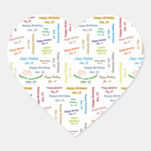 Adesivo Coração Janeiro, 13 Birthday Sticker