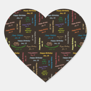 Adesivo Coração Janeiro, 15 Birthday Sticker