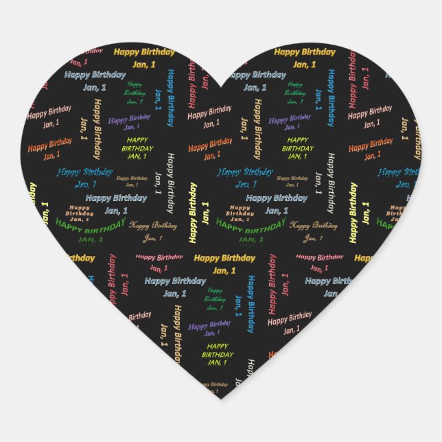 Adesivo Coração Janeiro, 1 Aniversário (Frente)