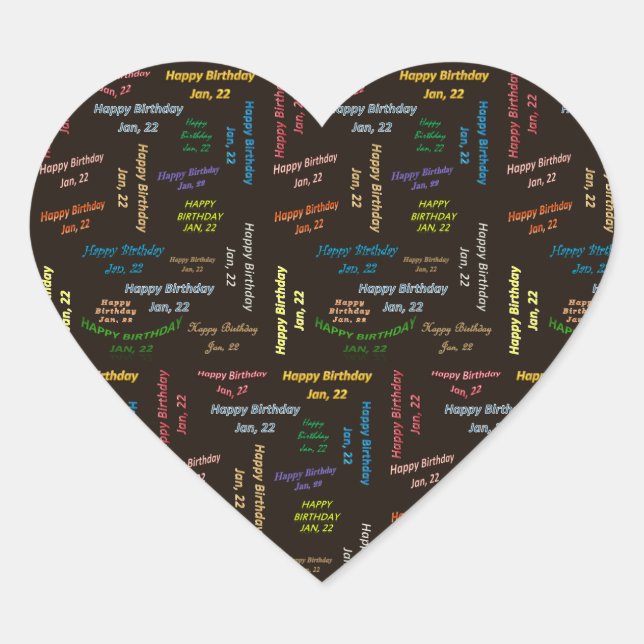 Adesivo Coração Janeiro, 22 Birthday Sticker (Frente)