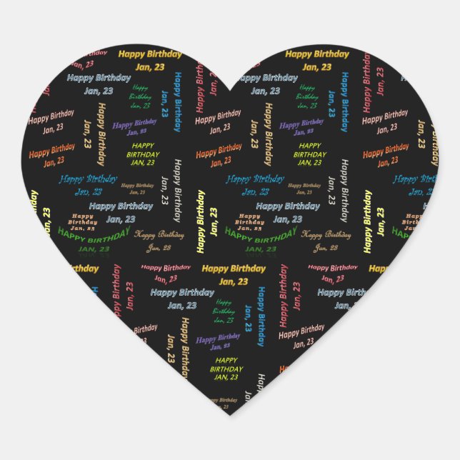 Adesivo Coração Janeiro, 23 Birthday Sticker (Frente)