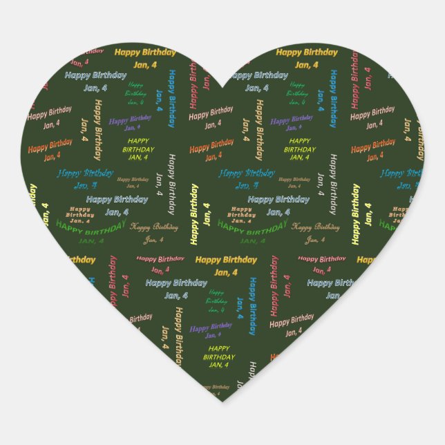 Adesivo Coração Janeiro, 4 Aniversário (Frente)