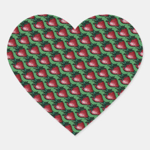 Adesivo Coração Jardim de Fruta de morango vermelho-claro
