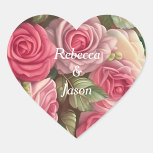 Adesivo Coração Jardim Rosa vitoriano - Buquê de casamento