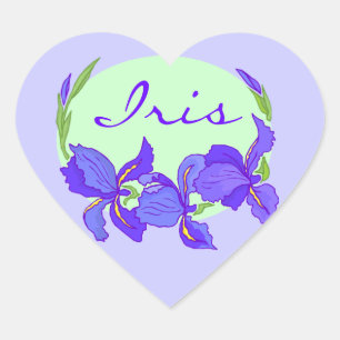 Adesivo Coração Jardins de Flores do Indígo Iris Púrpura e Sticker