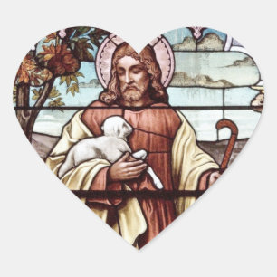 Adesivo Coração Jesus com sua ovelha