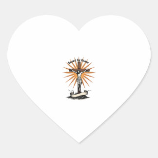 Adesivo Coração Jesus Cross Faith Vintage Engraving Christian Shir