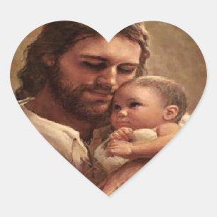 Adesivo Coração Jesus e criança