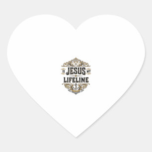 Adesivo Coração Jesus É Minha Linha da Vida Camisa Vintage Cristã