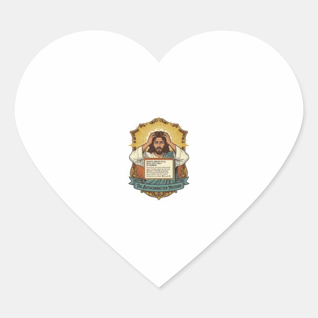 Adesivo Coração Jesus Erro de E-mail Correção Automática Desastre  (Frente)