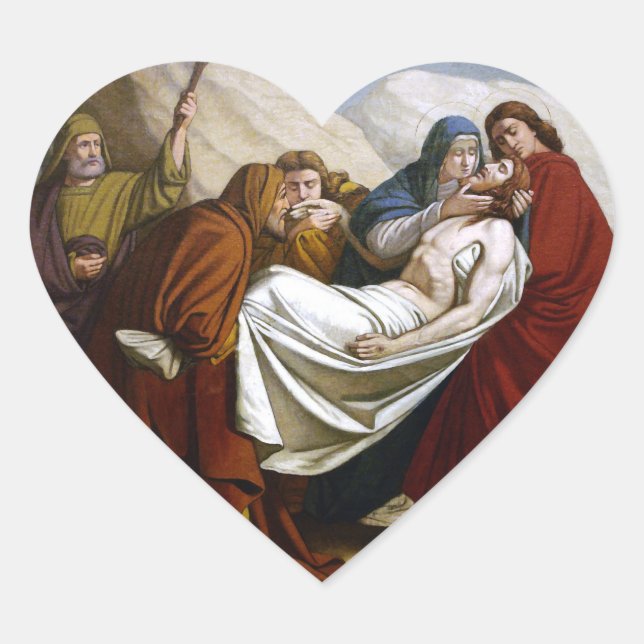 Adesivo Coração Jesus está nas Estações Tomb da Cruz 14 (Frente)