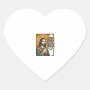 Adesivo Coração Jesus Fake Verificado Marca de Verificação Golpe T