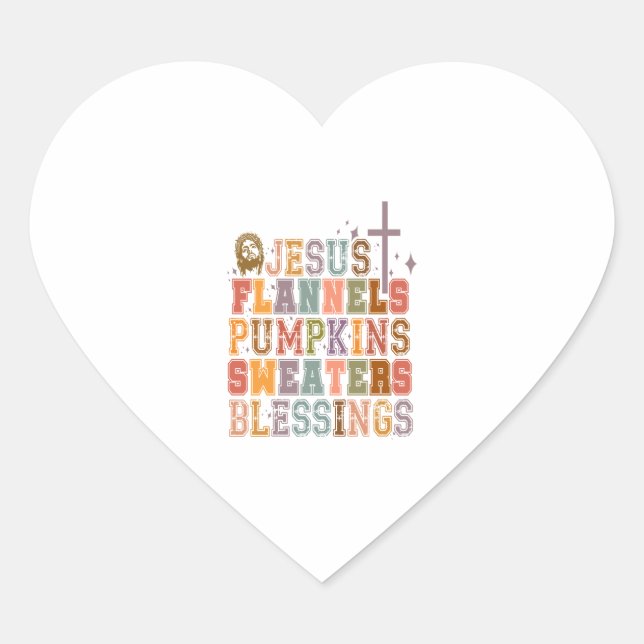 Adesivo Coração Jesus Flannels Pumpkins Sweater Bênçãos (Frente)