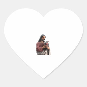 Adesivo Coração Jesus Segurando Moo Deng a Pigma Arte Clássica Hip