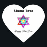 Adesivo Coração Jewish Star Shana Tova<br><div class="desc">Shana Tova Jewish Star apresenta o estilo hebraico,  estrela de vidro manchada de David e saudação ensolarada por um Feliz ano novo.</div>
