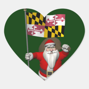 Adesivo Coração Jolly Santa Claus Visitando Maryland