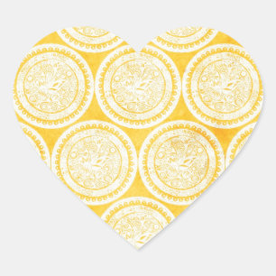 ADESIVO CORAÇÃO JSYC AMARELO CÍRCULOS DECORATIVOS PADRÕES