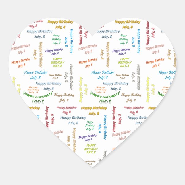 Adesivo Coração Julho, 1 Aniversário (Frente)