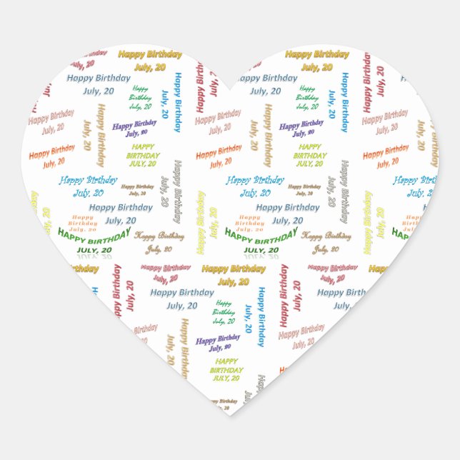 Adesivo Coração Julho, 20 Aniversário (Frente)