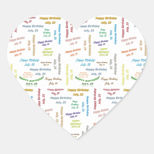 Adesivo Coração Julho, 25 Aniversário (Frente)