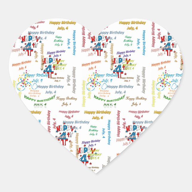 Adesivo Coração Julho, 4 Aniversário (Frente)
