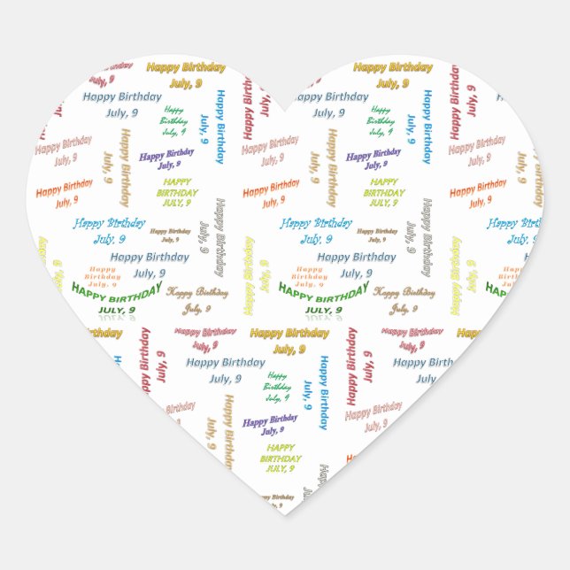 Adesivo Coração Julho, 9 Aniversário (Frente)