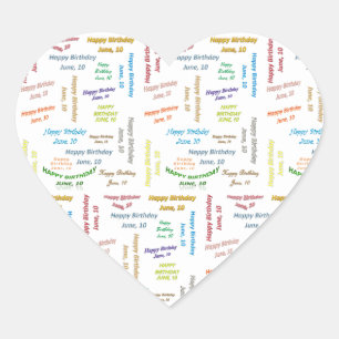 Adesivo Coração June, 10 Birthday Sticker