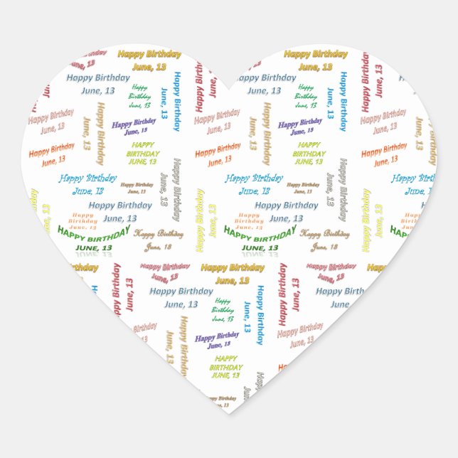 Adesivo Coração June, 13 Birthday Sticker (Frente)