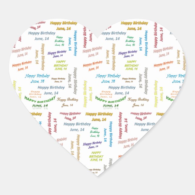 Adesivo Coração June, 14 Birthday Sticker (Frente)