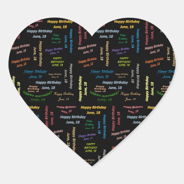 Adesivo Coração June, 18 Birthday Sticker (Frente)