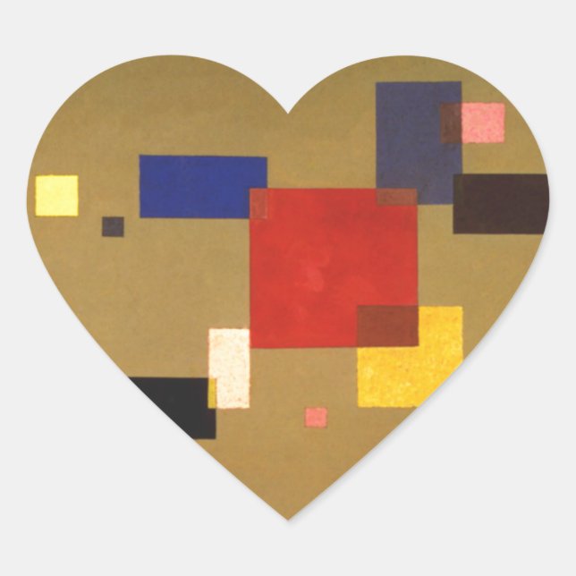 Adesivo Coração Kandinsky Treze Retângulos Abstrato Painting (Frente)