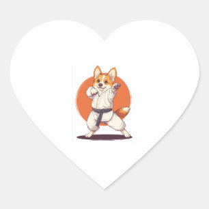 Adesivo Coração Karate Corgi � Cão de Artes Marciais