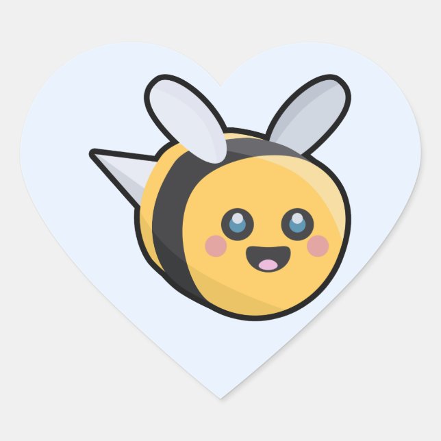 Adesivo Coração Kawaii Bee (Frente)