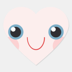 Adesivo Coração Kawaii Happy Face Sweet Heart Namorados