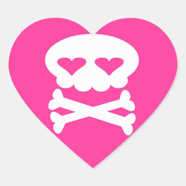 Adesivo Coração Kawaii Rave Caveira Fofa (Frente)