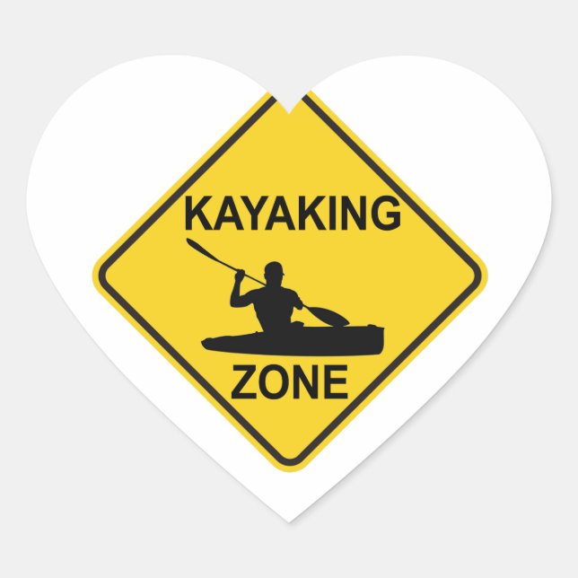 Adesivo Coração Kayaking Zone Road Sign (Frente)