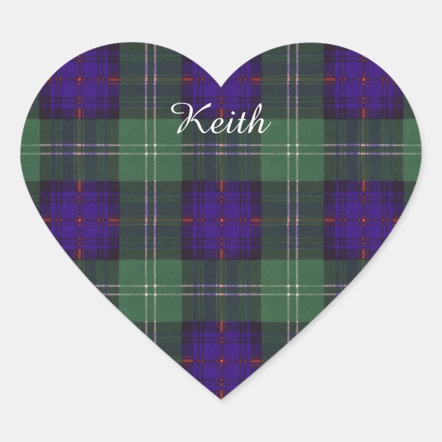 Adesivo Coração Keith Clan Xadrez Tartan escocês (Frente)