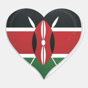Adesivo Coração kenya ama bandeira do orgulho do coração