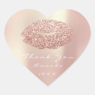 Adesivo Coração Kiss Lábios Glitter Heart Makeup 16th Nome do Obri