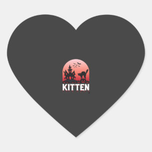 Adesivo Coração Kitten do Dia das Bruxas Casa Assombrada Design de