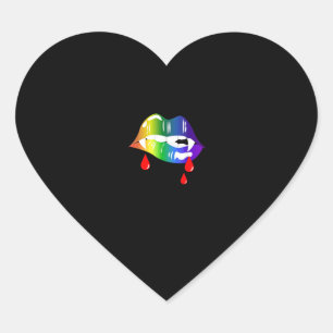 Adesivo Coração Lábios do Rainbow Vampire mordendo - Camisa do Org