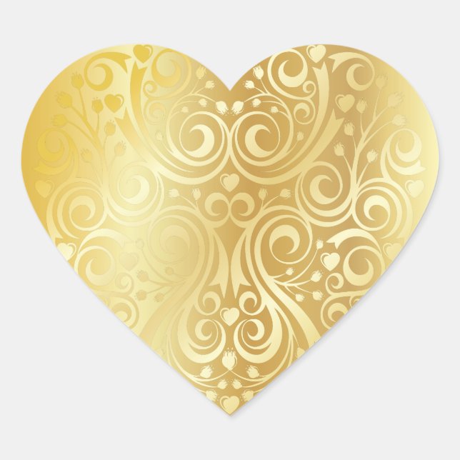 Adesivo Coração Lacy Dourado Heart Sticker (Frente)