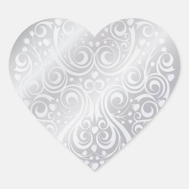 Adesivo Coração Lacy Silver Heart Sticker (Frente)