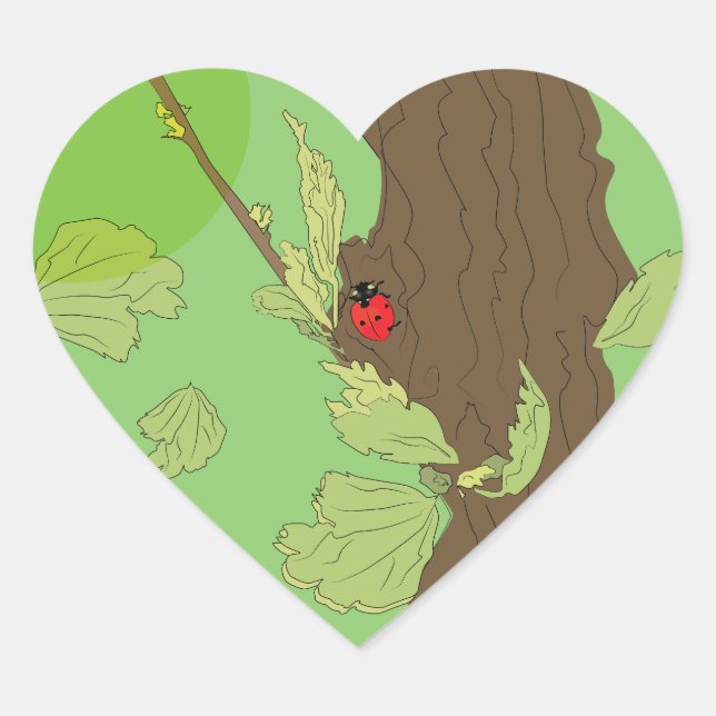 Adesivo Coração Ladybug na primavera (Frente)