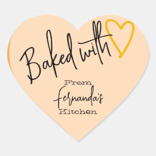 Adesivo Coração Laranja Feita Com Amor Baking Da Cozinha